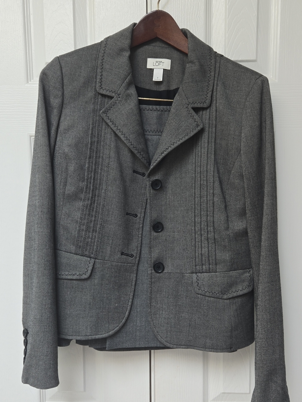 LOFT Women's Gray Notch-Collar Tailored Blazer